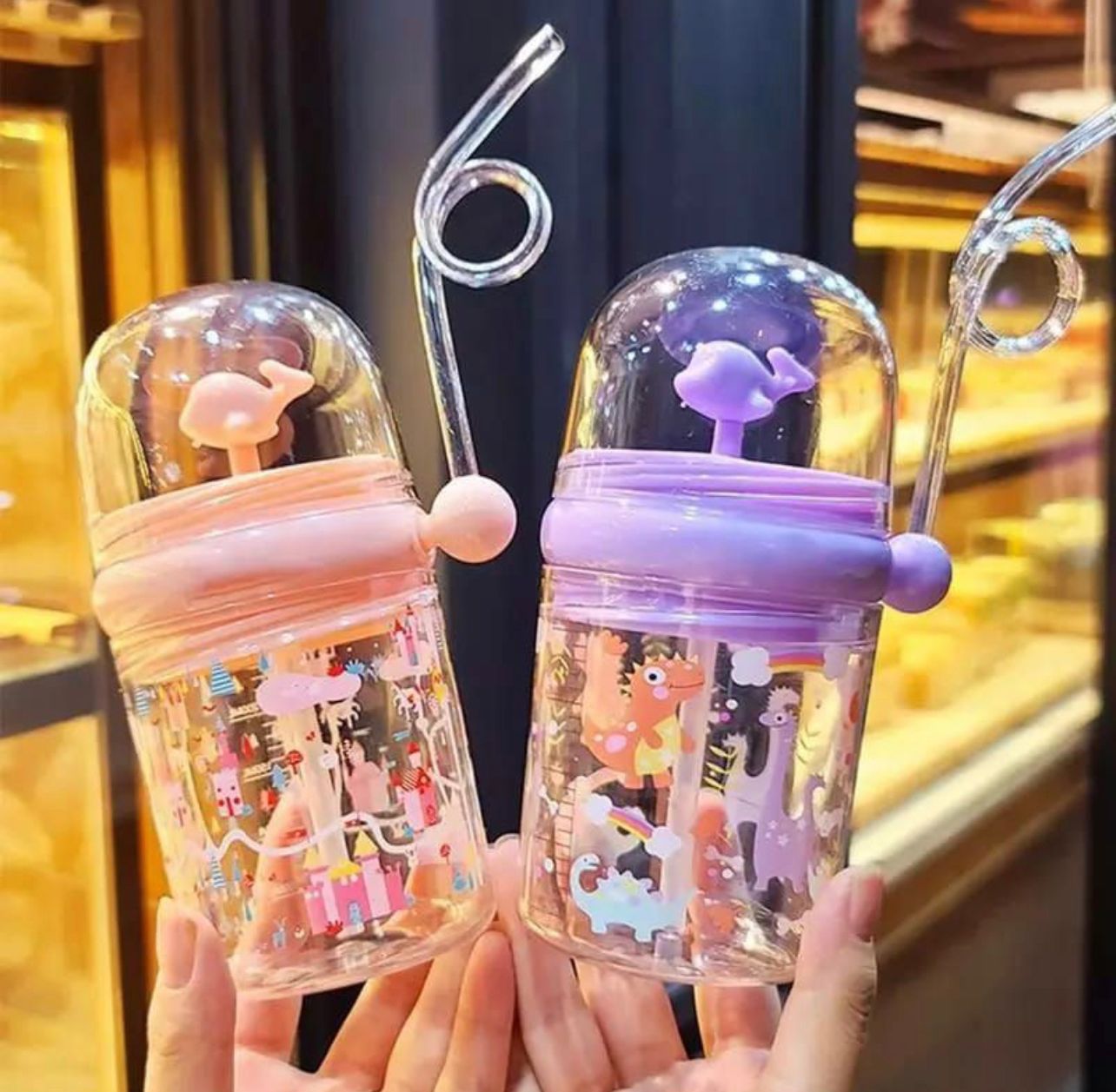 Fancy Water Bottle Cup With Straw