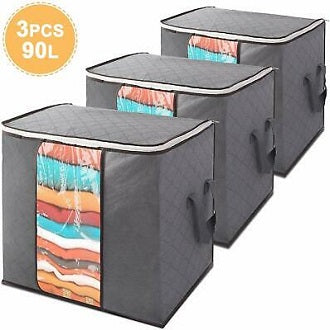 3‑Pack Large Storage Bags – Clothes, Toys & Blankets