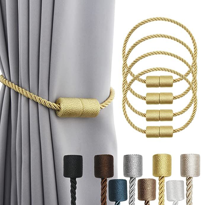 5 Pieces Magnetic Curtain Tieback Tie Backs Holdbacks Buckle Clip Strap Magnet Pearl Ball Curtain Hanging Belts Rods Rope Accessoires