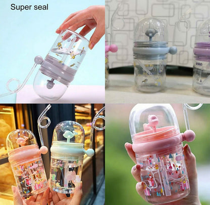 Fancy Water Bottle Cup With Straw