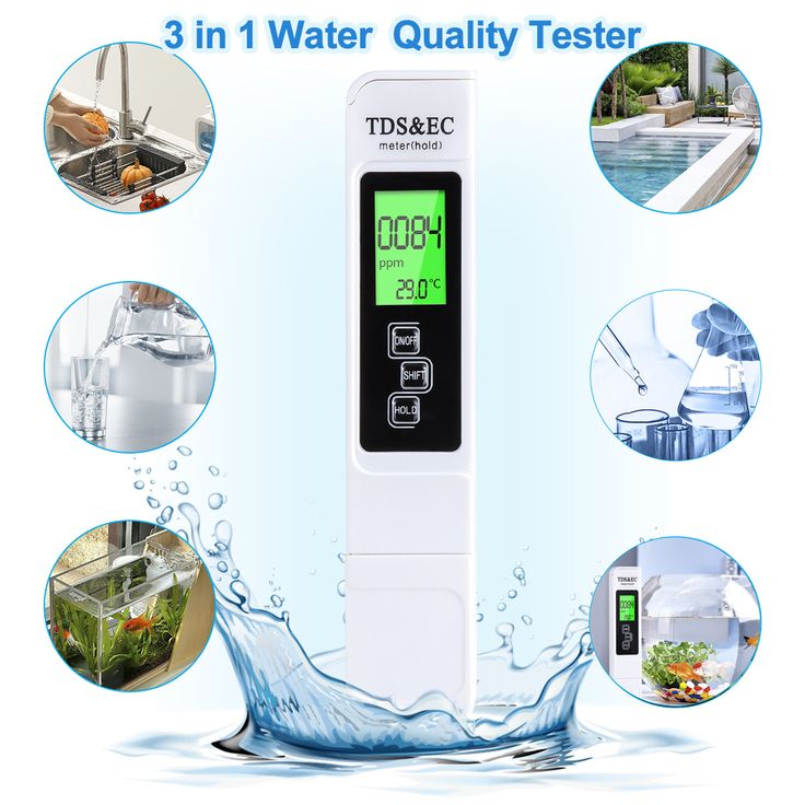 Digital Water Quality Tester – TDS & EC Meter with Temperature Display (0–9990 PPM Range)