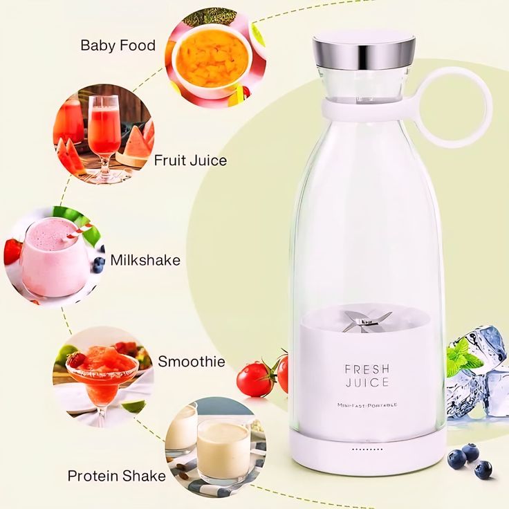 Wireless Charging 4 Blades Electric Juicer Mini Portable Blender Fruit Mixers Extractors Multifunction Juice Maker Machine