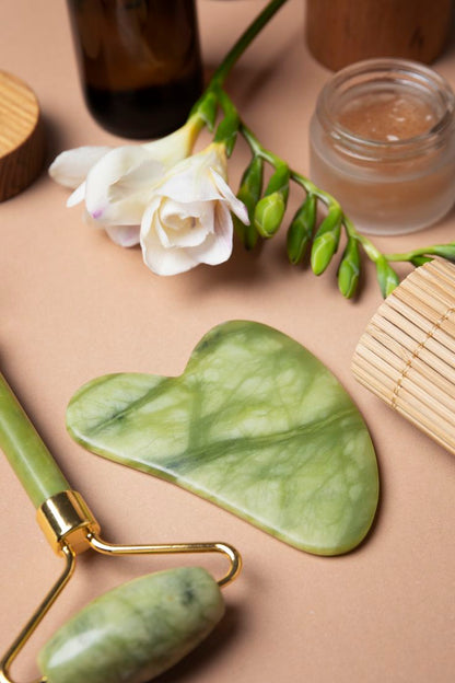 4-in-1 Skin Care Bundle – Jade Roller, Gua Sha Stone, Derma Roller & Silicone Ice Roller