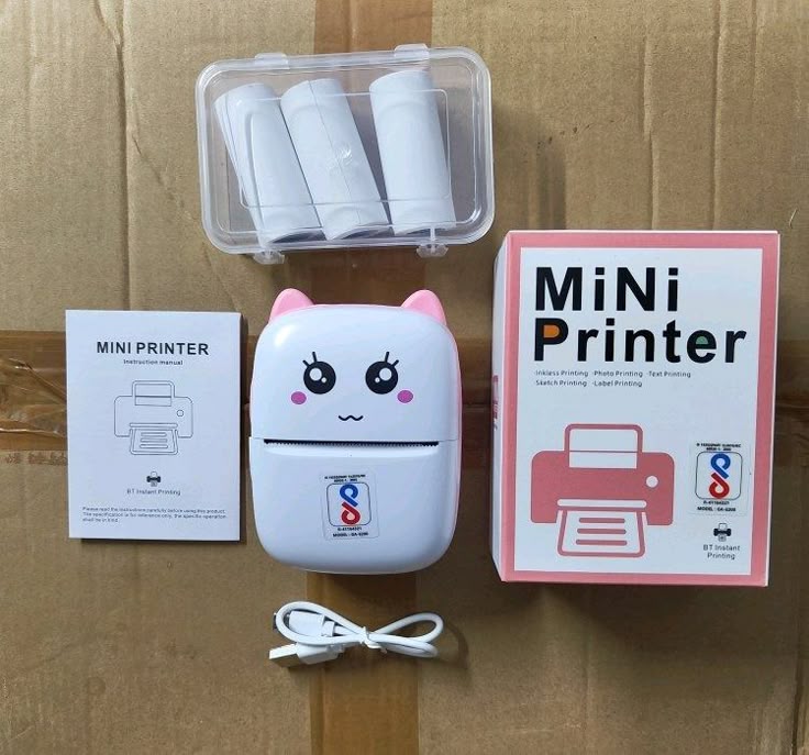 Portable Mini Thermal Printer with Cute Design & Paper Rolls