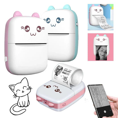 Portable Mini Thermal Printer with Cute Design & Paper Rolls