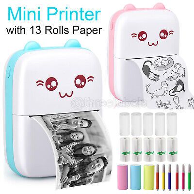 Portable Mini Thermal Printer with Cute Design & Paper Rolls