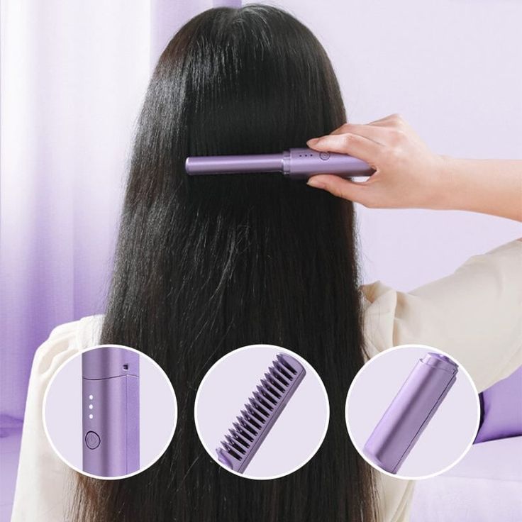 Mini Wireless Hair Straightener Comb – USB Rechargeable Hot Brush for Fast Styling
