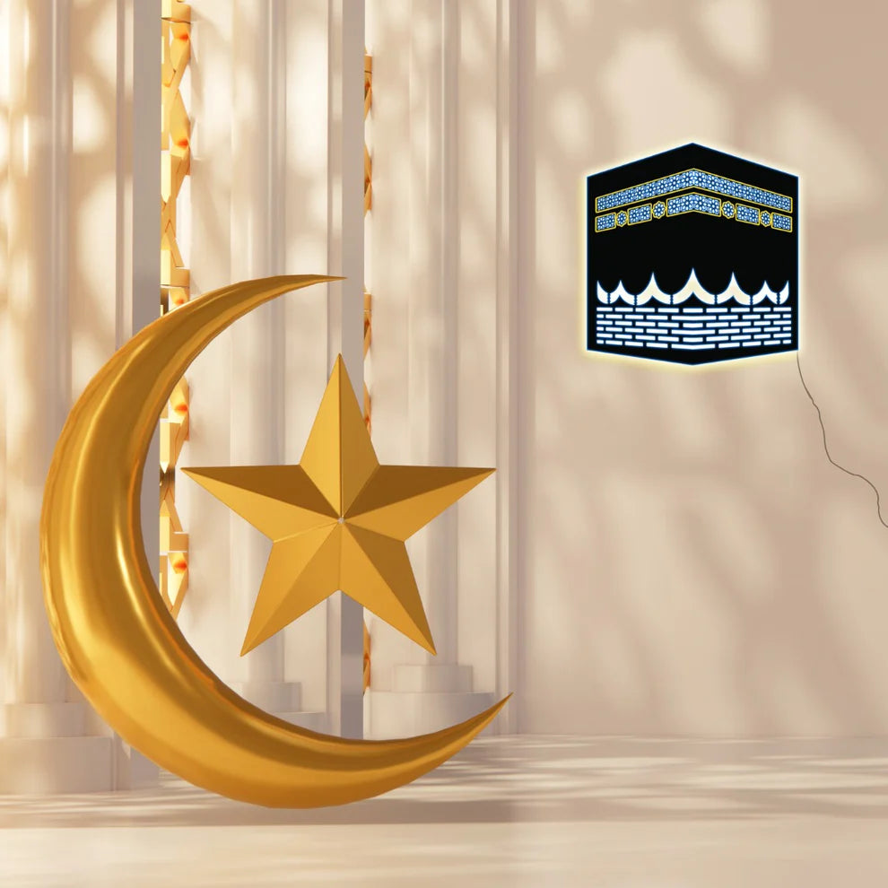 Kaaba-Inspired LED Wall Art (12×12 in) – Islamic Home Décor