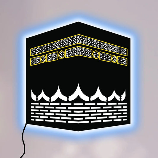 Kaaba-Inspired LED Wall Art (12×12 in) – Islamic Home Décor