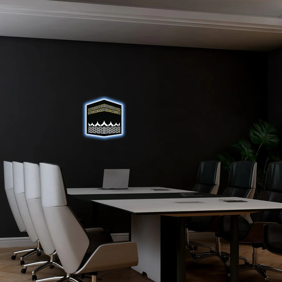 Kaaba-Inspired LED Wall Art (12×12 in) – Islamic Home Décor