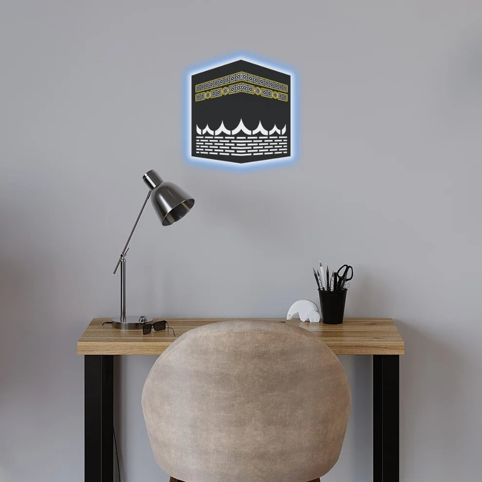 Kaaba-Inspired LED Wall Art (12×12 in) – Islamic Home Décor